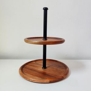 Target Threshold Wood and Iron 2-Tier Serving Stand